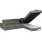 Canapé d'angle convertible en cuir italien luxe 5 places, Hombourg, coffre, gris foncé, angle droit Canapé d'angle convertible en cuir italien luxe 5 places, Hombourg, coffre, gris foncé, angle droit