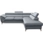 Canapé d'angle convertible en velours luxe 5 places, FLORENT, gris, angle droit