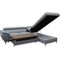 Canapé d'angle convertible en velours luxe 5 places, FLORENT, gris, angle droit