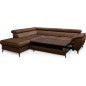 Canapé d'angle convertible en velours luxe - 5 places, FLORENT, marron, angle gauche, Marron foncé