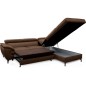 Canapé d'angle convertible en velours luxe 5 places, FLORENT, marron foncé, angle droit