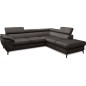 Canapé d'angle convertible en velours luxe 5 places, FLORENT, gris foncé, angle droit