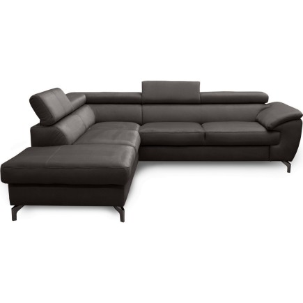Canapé d'angle convertible en velours luxe - 5 places, FLORENT, gris foncé, angle gauche