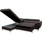 Canapé d'angle convertible en velours luxe - 5 places, FLORENT, gris foncé, angle gauche