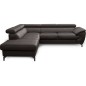 Canapé d'angle convertible en velours luxe - 5 places, FLORENT, gris foncé, angle gauche