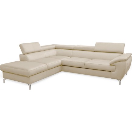 Canapé d'angle convertible en velours luxe - 5 places, FLORENT, beige clair, angle gauche