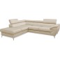Canapé d'angle convertible en velours luxe - 5 places, FLORENT, beige clair, angle gauche