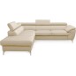 Canapé d'angle convertible en velours luxe - 5 places, FLORENT, beige clair, angle gauche