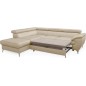 Canapé d'angle convertible en velours luxe - 5 places, FLORENT, beige clair, angle gauche
