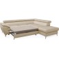 Canapé d'angle convertible en velours luxe 5 places, FLORENT, beige clair, angle droit