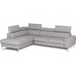 Canapé d'angle convertible en cuir italien luxe 5 places, Hombourg, coffre, gris clair, angle gauche Canapé d'angle convertible en cuir italien luxe 5 places, Hombourg, coffre, gris clair, angle gauche