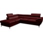Canapé d'angle convertible en velours luxe - 5 places, FLORENT, bordeaux, angle gauche