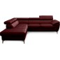 Canapé d'angle convertible en velours luxe - 5 places, FLORENT, bordeaux, angle gauche