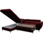 Canapé d'angle convertible en velours luxe - 5 places, FLORENT, bordeaux, angle gauche
