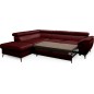 Canapé d'angle convertible en velours luxe - 5 places, FLORENT, bordeaux, angle gauche