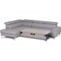 Canapé d'angle convertible en cuir italien luxe 5 places, Hombourg, coffre, gris clair, angle gauche Canapé d'angle convertible en cuir italien luxe 5 places, Hombourg, coffre, gris clair, angle gauche