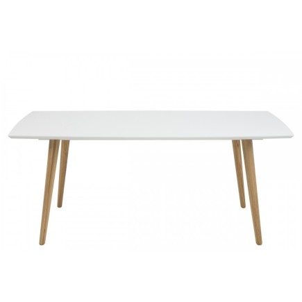 Table à manger design blanc brillant, ELYA
