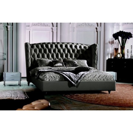 Lit design de luxe PRINCESSE, avec sommier à lattes, gris foncé 160x200