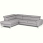 Canapé d'angle convertible en cuir italien luxe 5 places, Hombourg, coffre, gris clair, angle gauche Canapé d'angle convertible en cuir italien luxe 5 places, Hombourg, coffre, gris clair, angle gauche