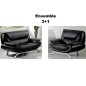 Ensemble composé d'un canapé 2 places et d'un fauteuil en cuir luxe italien, noir, JONAH