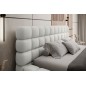Lit double avec coffre DILAN en tissu bouclettes de qualité luxe capitonné, blanc, 180x200