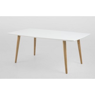 Table à manger design blanc brillant, ELYA