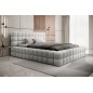 Lit double avec coffre en tissu bouclettes de qualité luxe capitonné, blanc, 140x200