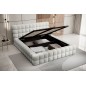Lit double avec coffre en tissu bouclettes de qualité luxe capitonné, blanc, 140x200