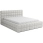 Lit double avec coffre DILAN en tissu bouclettes de qualité luxe capitonné, blanc, 160x200