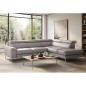 Canapé d'angle convertible en cuir italien luxe 5 places, Hombourg, coffre, gris clair, angle droit Canapé d'angle convertible en cuir italien luxe 5 places, Hombourg, coffre, gris clair, angle droit
