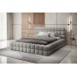 Lit double avec coffre en tissu bouclettes de qualité luxe capitonné, gris, 140x200