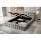 Lit double avec coffre en tissu bouclettes de qualité luxe capitonné, gris, 140x200