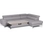 Canapé d'angle convertible en cuir italien luxe 5 places, Hombourg, coffre, gris clair, angle droit Canapé d'angle convertible en cuir italien luxe 5 places, Hombourg, coffre, gris clair, angle droit