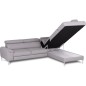 Canapé d'angle convertible en cuir italien luxe 5 places, Hombourg, coffre, gris clair, angle droit Canapé d'angle convertible en cuir italien luxe 5 places, Hombourg, coffre, gris clair, angle droit