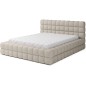 Lit double avec coffre en tissu bouclettes de qualité luxe capitonné, beige, 140x200