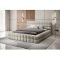 Lit double avec coffre en tissu bouclettes de qualité luxe capitonné, beige, 140x200