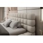 Lit double avec coffre en tissu bouclettes de qualité luxe capitonné, beige, 140x200