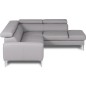 Canapé d'angle convertible en cuir italien luxe 5 places, Hombourg, coffre, gris clair, angle droit Canapé d'angle convertible en cuir italien luxe 5 places, Hombourg, coffre, gris clair, angle droit