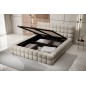 Lit double avec coffre DILAN en tissu bouclettes de qualité luxe capitonné, beige, 160x200