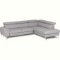 Canapé d'angle convertible en cuir italien luxe 5 places, Hombourg, coffre, gris clair, angle droit Canapé d'angle convertible en cuir italien luxe 5 places, Hombourg, coffre, gris clair, angle droit