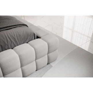 Lit double avec coffre DILAN VELOURS de qualité luxe capitonné, gris, 160x200