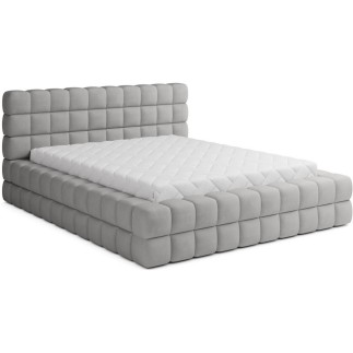 Lit double avec coffre DILAN VELOURS de qualité luxe capitonné, gris, 180x200