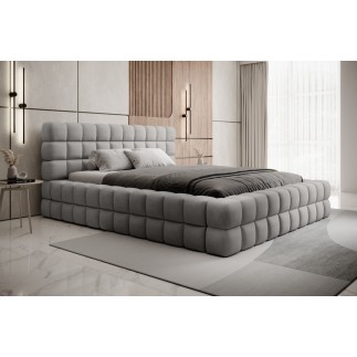 Lit double avec coffre DILAN VELOURS de qualité luxe capitonné, gris, 180x200