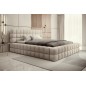 Lit double avec coffre DILAN VELOURS de qualité luxe capitonné, beige, 140x200