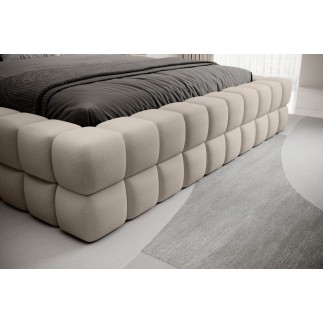 Lit double avec coffre DILAN VELOURS de qualité luxe capitonné, beige, 160x200