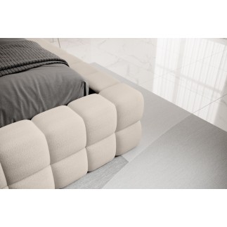Lit double avec coffre DILAN VELOURS de qualité luxe capitonné, beige, 160x200
