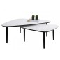 Ensemble de 2 tables basses design, en bois laqué blanc, GATSBY