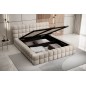 Lit double avec coffre DILAN VELOURS de qualité luxe capitonné, beige, 180x200