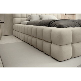 Lit double avec coffre DILAN VELOURS de qualité luxe capitonné, beige, 180x200