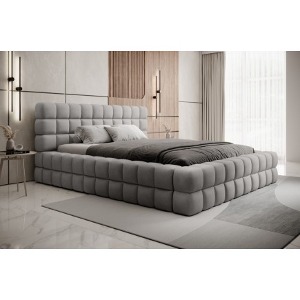 Lit double avec coffre DILAN VELOURS de qualité luxe capitonné, gris foncé, 180x200